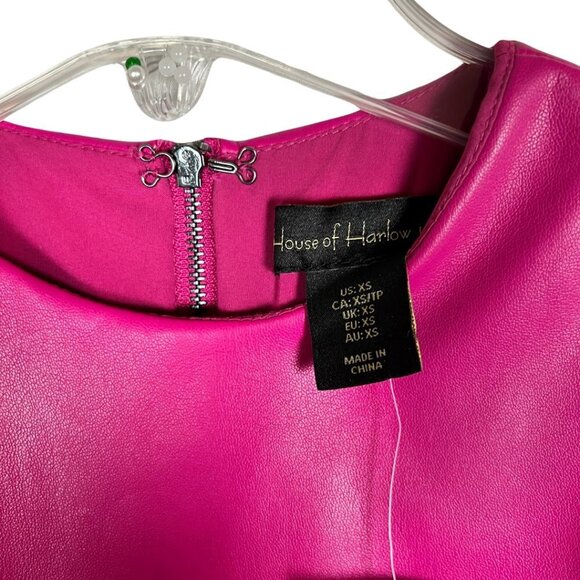 XS - NWT - House of Harlow Pink Faux-Leather Sheath Dress - Picture 5 of 7